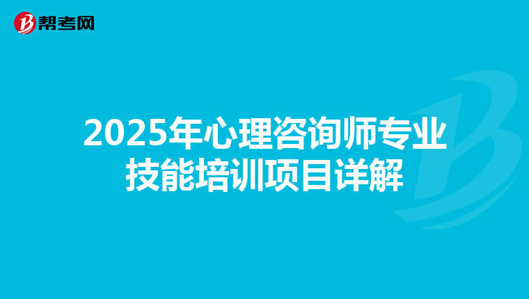 2025年心理咨询师专业技能培训项目详解