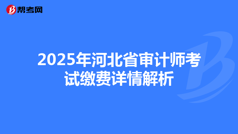 2025年河北省审计师考试缴费详情解析