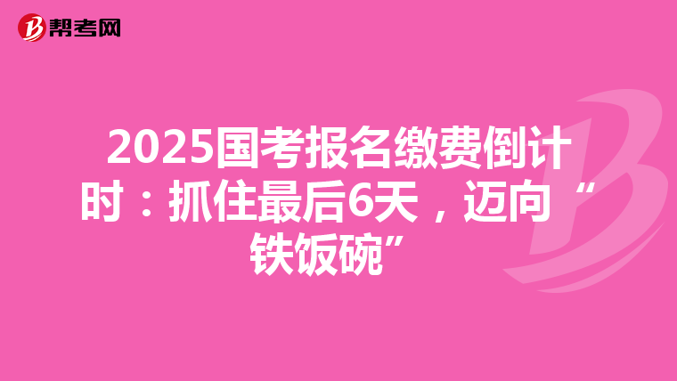 2025国考报名缴费倒计时：抓住最后6天，迈向“铁饭碗”