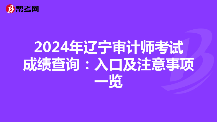 2024年辽宁审计师考试成绩查询：入口及注意事项一览