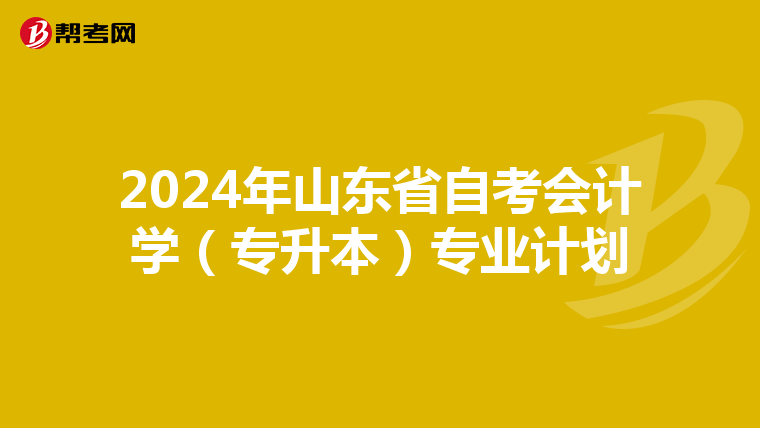 2024年山东省自考会计学（专升本）专业计划