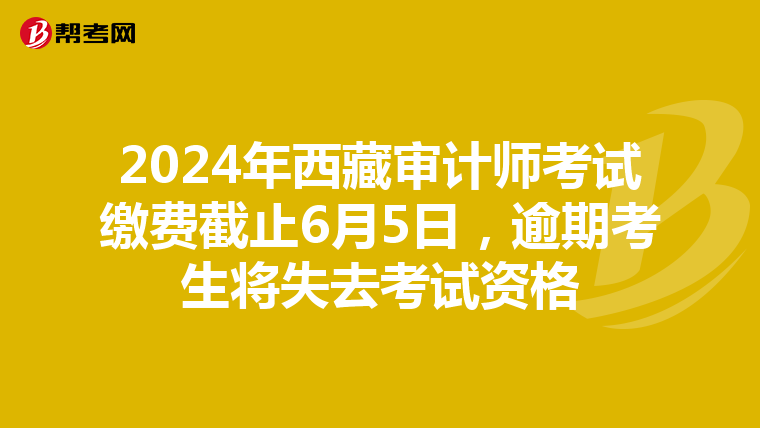 2024年西藏审计师考试缴费截止6月5日，逾期考生将失去考试资格