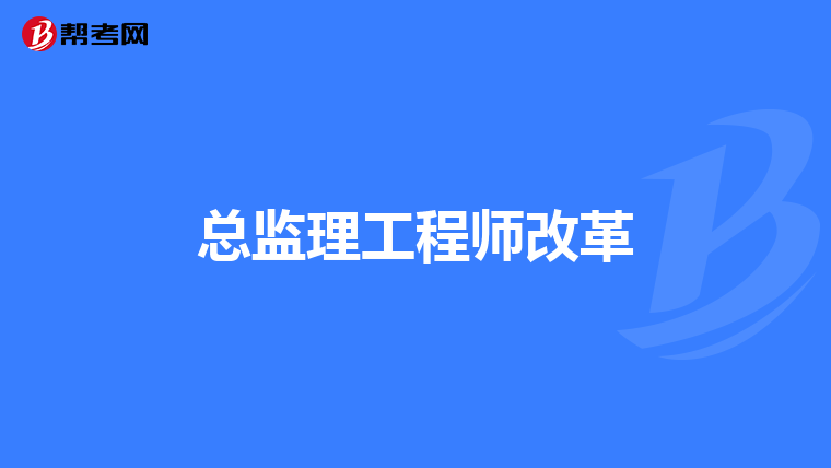 总监理工程师改革