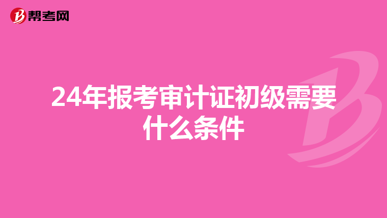 24年报考审计证初级需要什么条件
