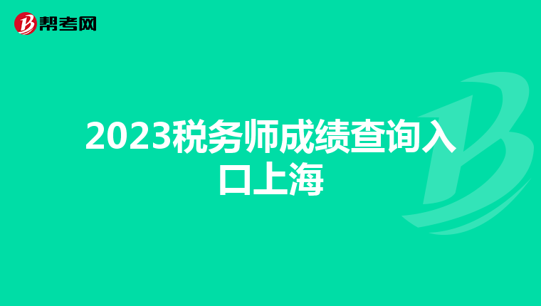 2023税务师成绩查询入口上海