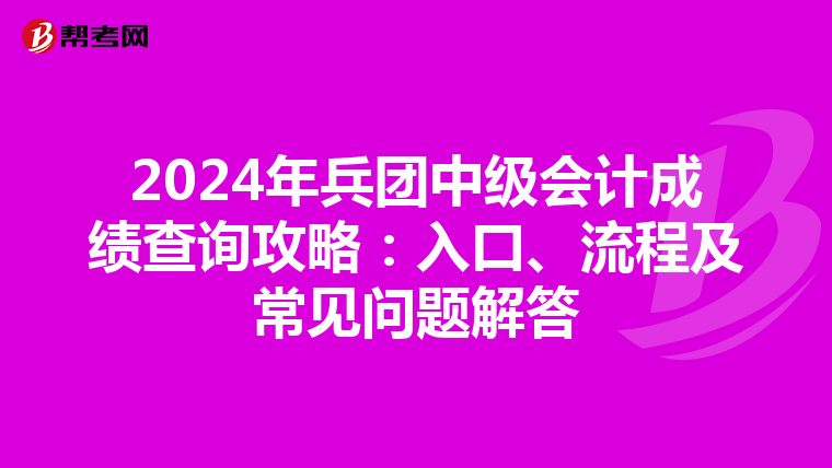 2024年兵团中级会计成绩查询攻略：入口、流程及常见问题解答