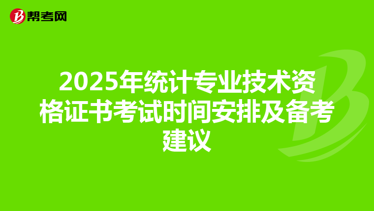 2025年统计专业技术资格证书考试时间安排及备考建议