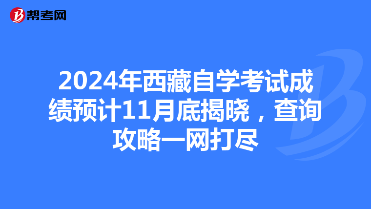 2024年西藏自学考试成绩预计11月底揭晓，查询攻略一网打尽