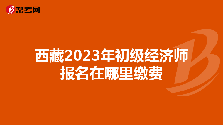 西藏2023年初級經(jīng)濟(jì)師報名在哪里繳費