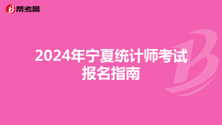 2024年宁夏统计师考试报名指南