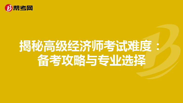 揭秘高级经济师考试难度：备考攻略与专业选择
