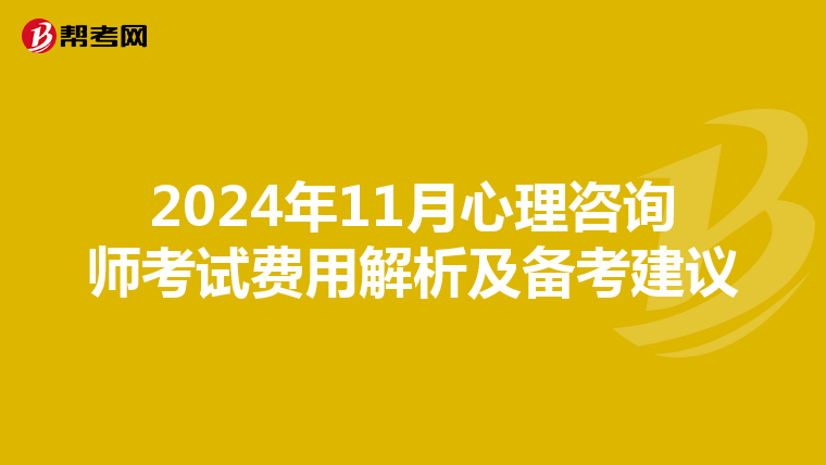 2024年11月心理咨询师考试费用解析及备考建议