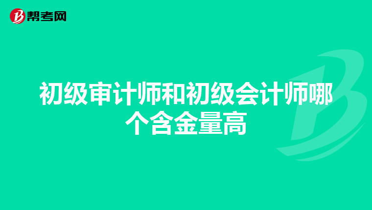 初級審計師和初級會計師哪個含金量高