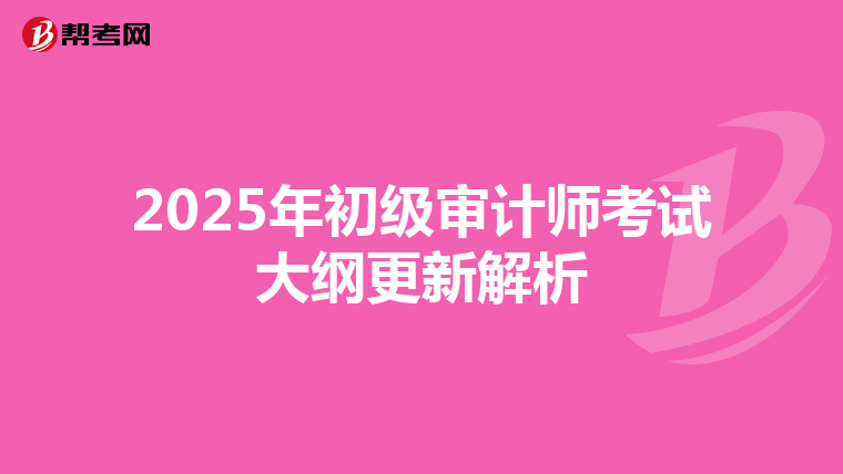 2025年初级审计师考试大纲更新解析