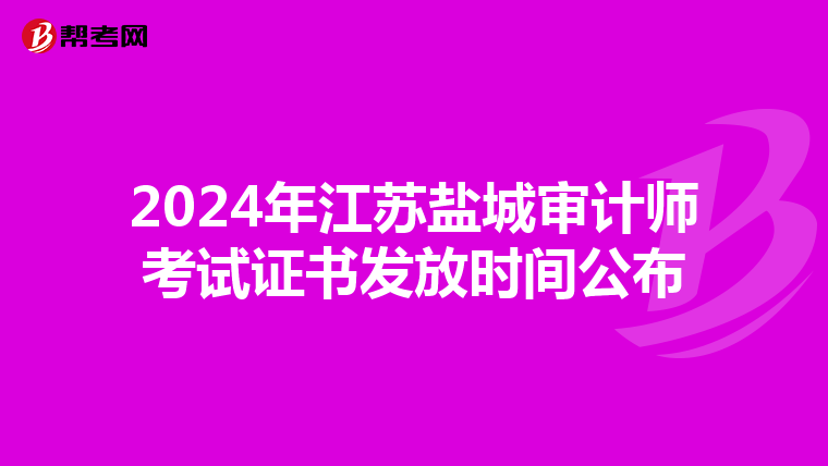 2024年江苏盐城审计师考试证书发放时间公布