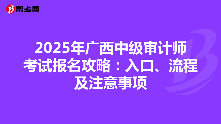 2025年广西中级审计师考试报名攻略：入口、流程及注意事项