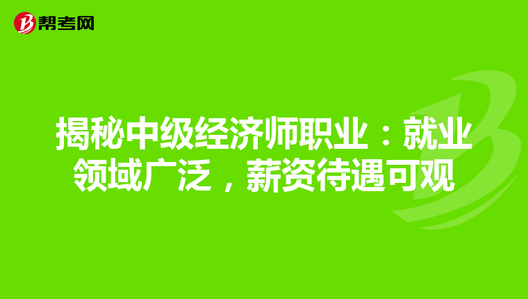 揭秘中级经济师职业：就业领域广泛，薪资待遇可观