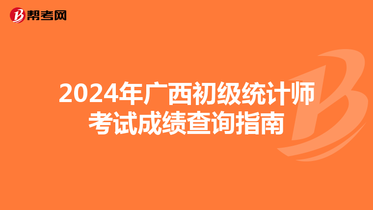 2024年广西初级统计师考试成绩查询指南
