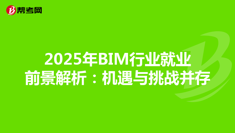 2025年BIM行业就业前景解析：机遇与挑战并存