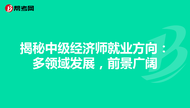 揭秘中级经济师就业方向：多领域发展，前景广阔