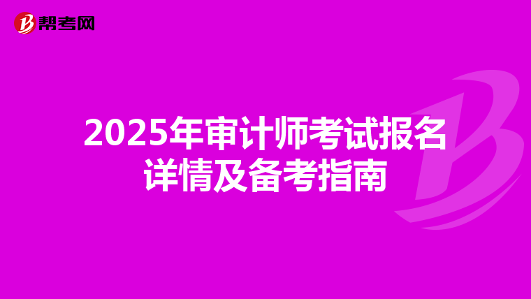 2025年审计师考试报名详情及备考指南