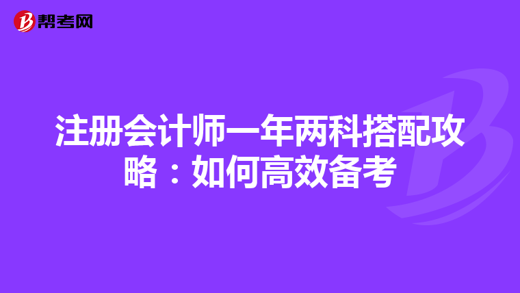注冊會計師一年兩科搭配攻略:如何高效備考