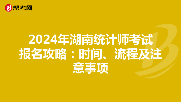 2024年湖南统计师考试报名攻略：时间、流程及注意事项