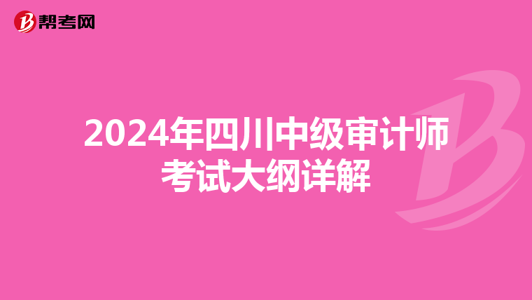 2024年四川中级审计师考试大纲详解