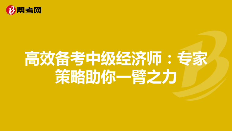 高效备考中级经济师：专家策略助你一臂之力