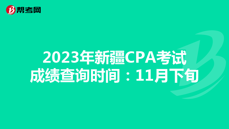 2023年新疆CPA考试成绩查询时间：11月下旬