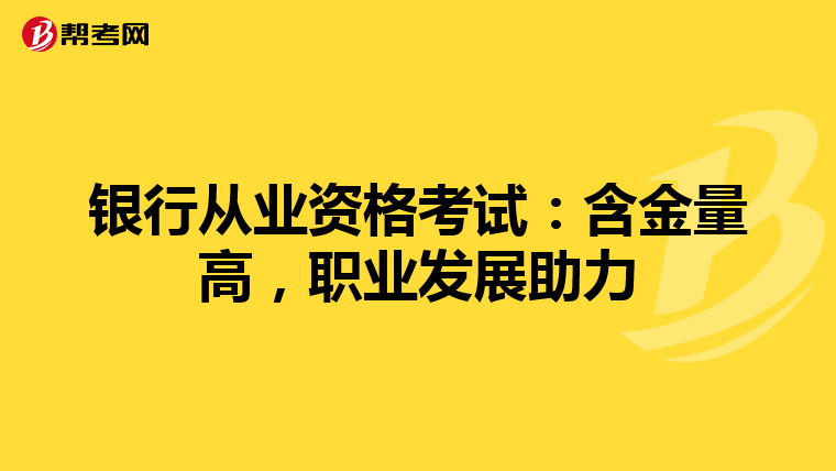 银行从业资格考试：含金量高，职业发展助力