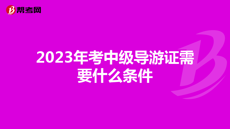 2023年考中级导游证需要什么条件