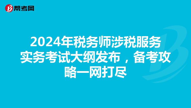 2024年税务师涉税服务实务考试大纲发布，备考攻略一网打尽