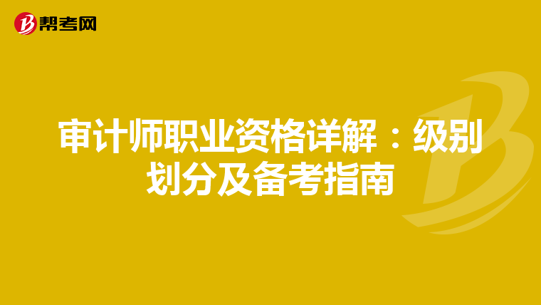 审计师职业资格详解：级别划分及备考指南
