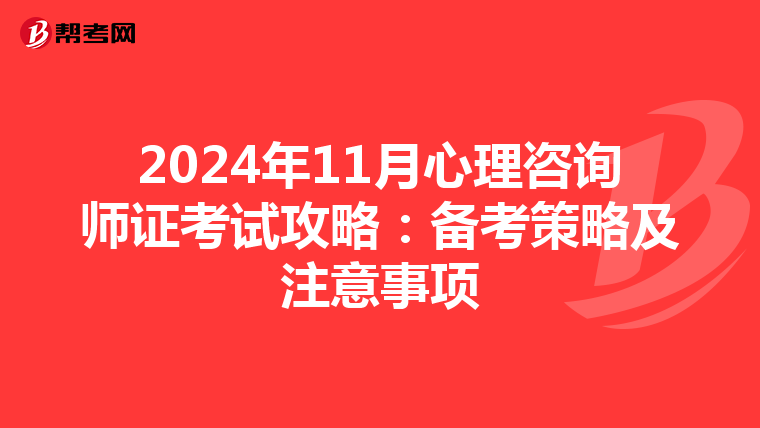 2024年11月心理咨询师证考试攻略：备考策略及注意事项