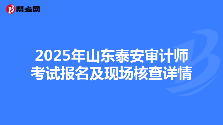 2025年山东泰安审计师考试报名及现场核查详情