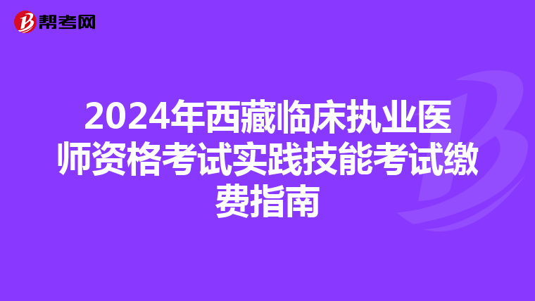 2024年西藏临床执业医师资格考试实践技能考试缴费指南