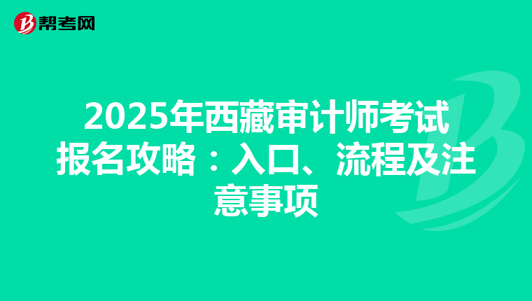 2025年西藏审计师考试报名攻略：入口、流程及注意事项