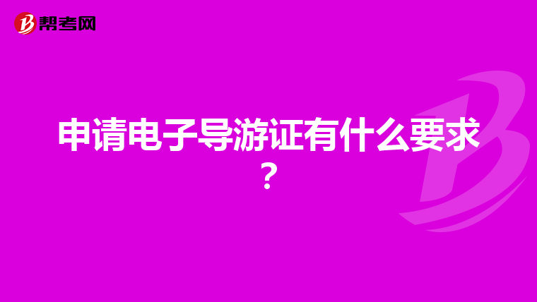 申请电子导游证有什么要求？