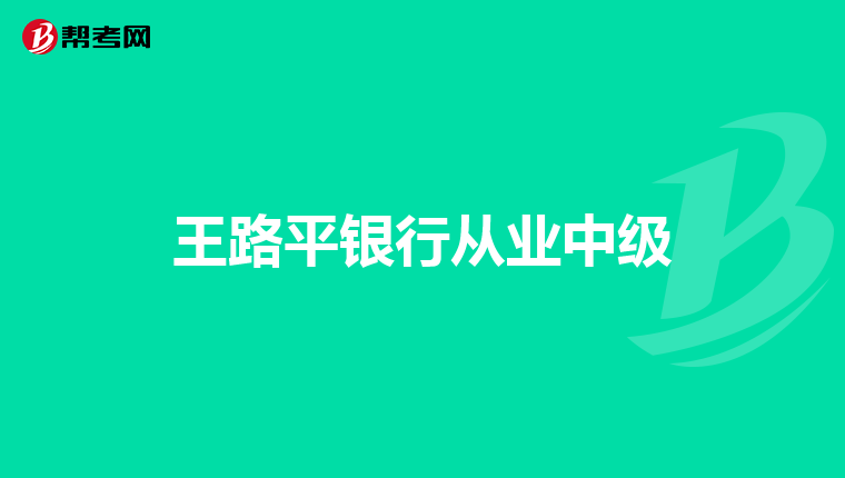 王路平银行从业中级