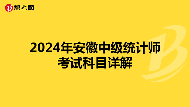 2024年安徽中级统计师考试科目详解