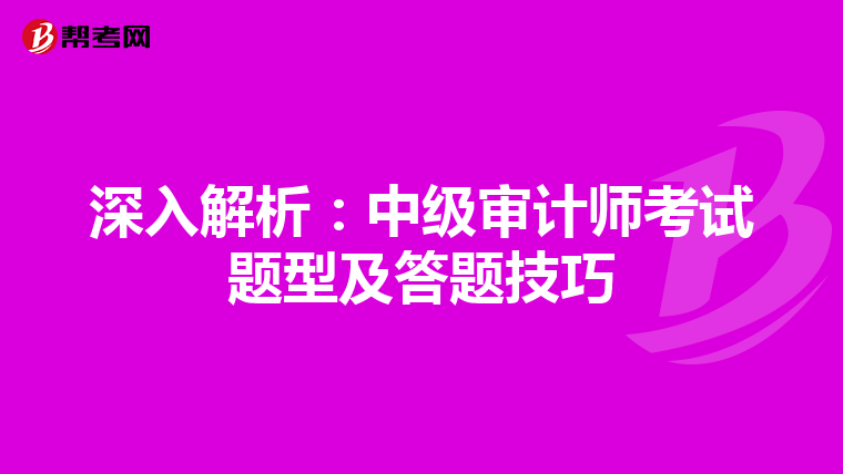 深入解析：中级审计师考试题型及答题技巧