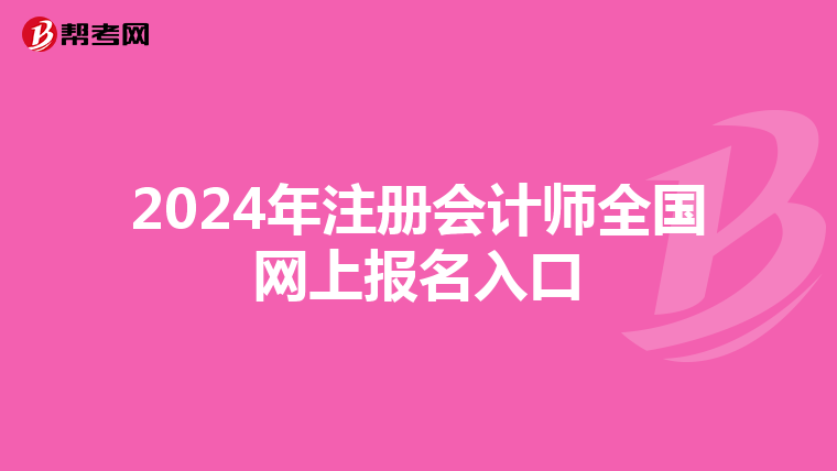 2024年注册会计师全国网上报名入口
