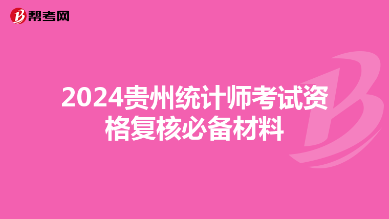 2024貴州統計師考試資格復核必備材料