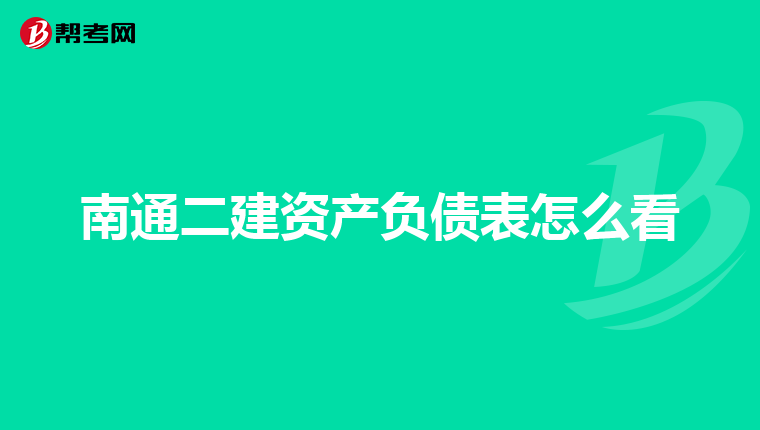 南通二建资产负债表怎么看