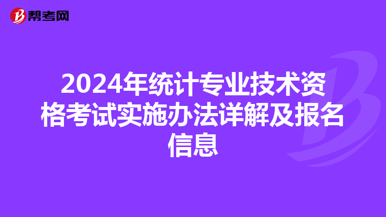 2024年统计专业技术资格考试实施办法详解及报名信息