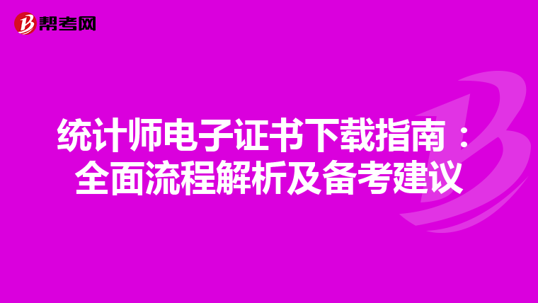 统计师电子证书下载指南：全面流程解析及备考建议