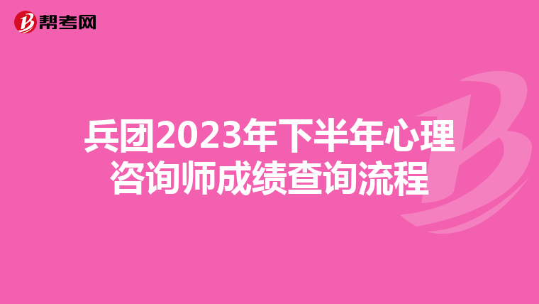 兵团2023年下半年心理咨询师成绩查询流程