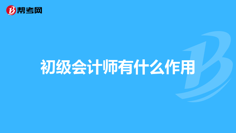 初級會計師有什么作用