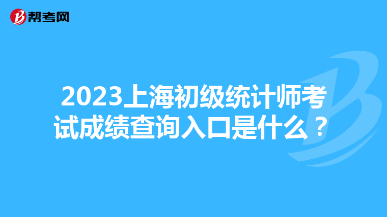 2023上海初级统计师考试成绩查询入口是什么？